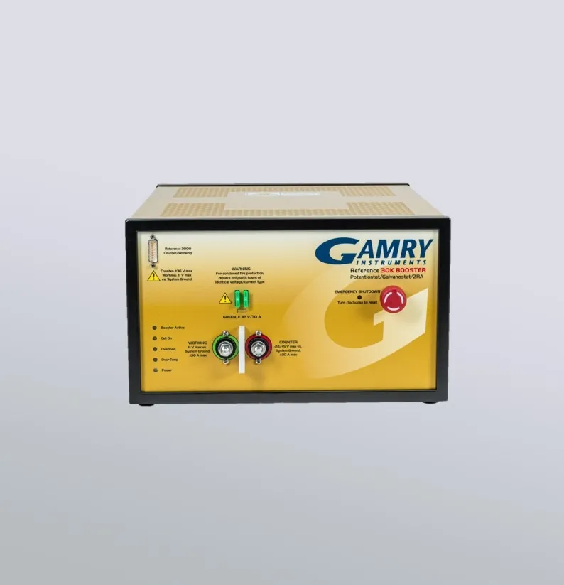Gamry Reference 30k Booster fĂźr die Forschung & Entwicklung an Brennstoffzellen, Batterien, Superkondensatoren, zur elektrochemischen Synthese bei groĂem Umsatzziel, der EIS-Charakterisierung bis in den nâŚ-Bereich und zur Erzeugung von Ladungspulsen unterhalb von 10Âľs bis zur Maximalstromstärke von 30 A incl. schwebende Masse (galv. Trennung von der Schutzerdung)